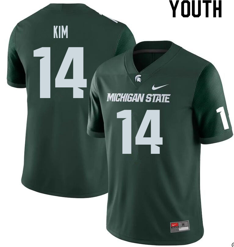 Youth #14 Noah Kim Michigan State Spartans College Football Jerseys Sale-Green